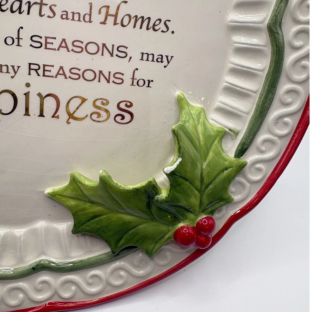 Cracker Barrel Season of Peace Christmas Cake Plate 11.5